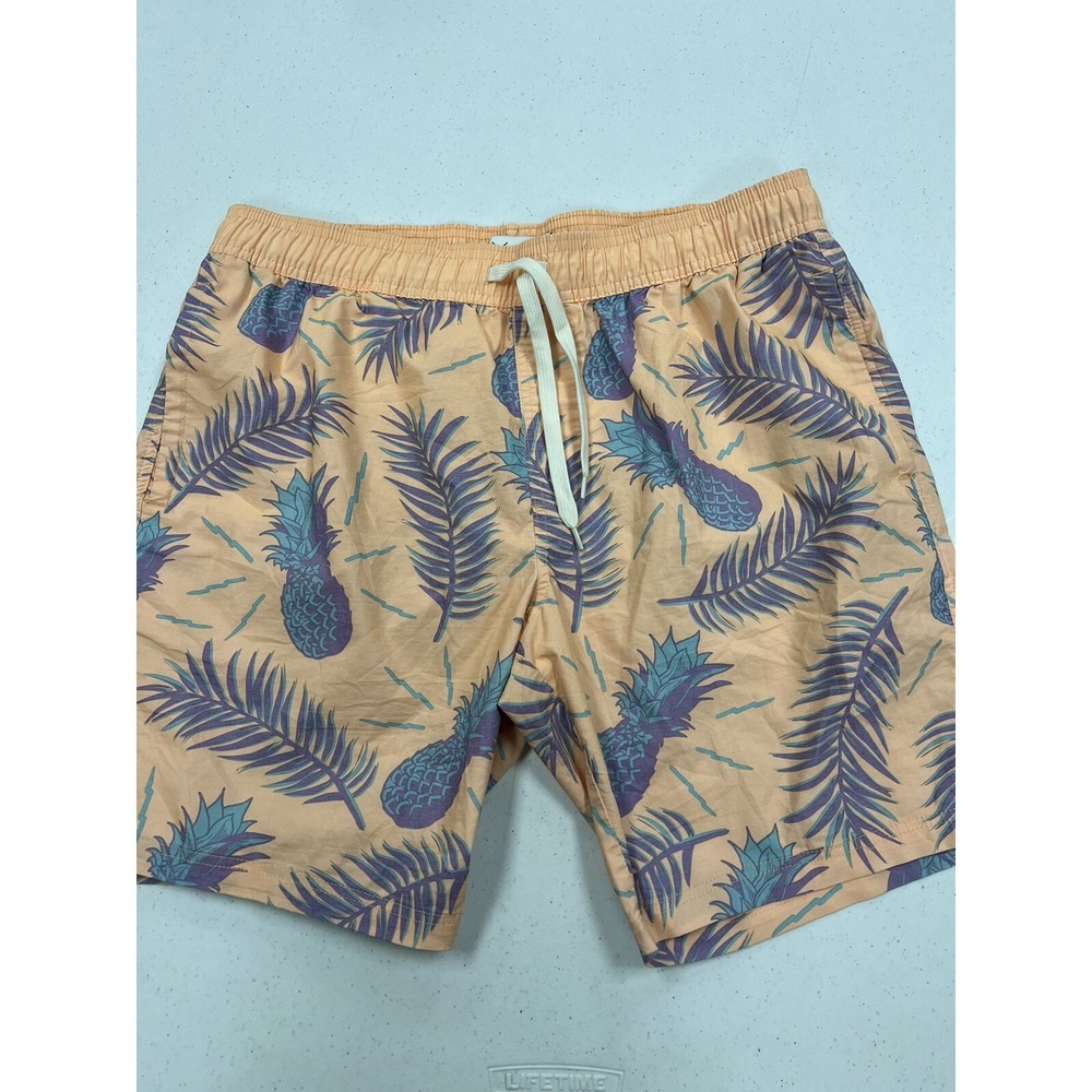 Departwest Mens Pineapple‎ Tropical Elastic Waist Swim Trunks Size Medium